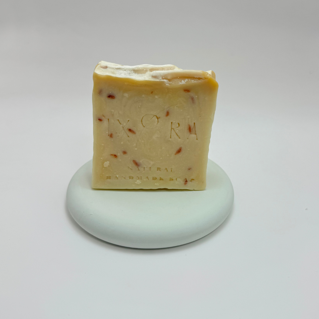 Natural Handmade Geranium Soap by IXORA: Balancing Soap with Antibacterial and Anti-Inflammatory Properties for Clear, Even-Toned Skin IXORA