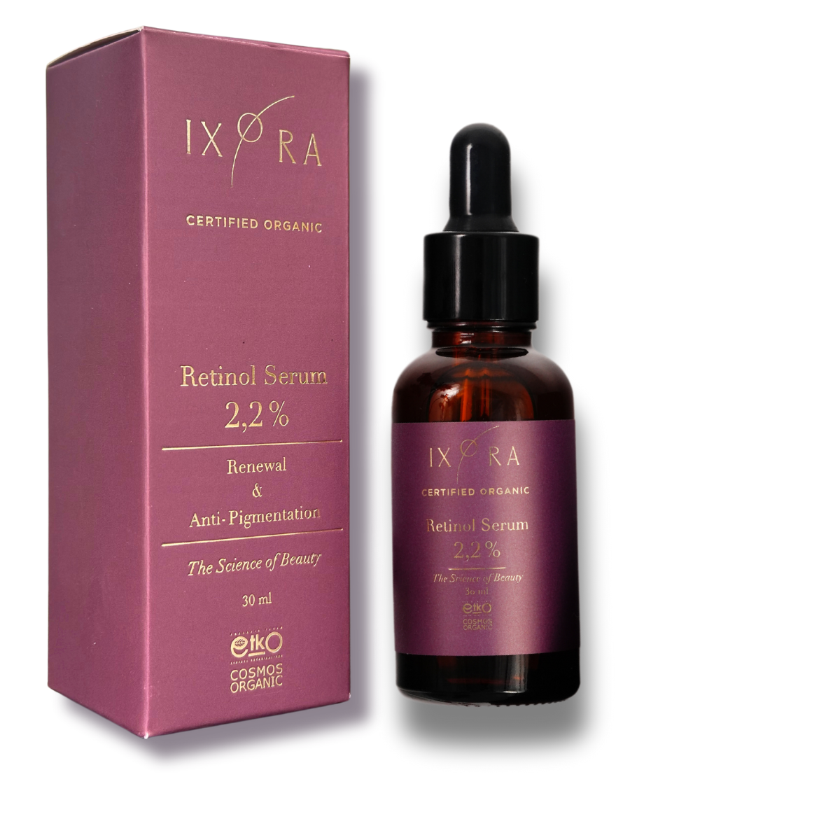 Retinol serum bottle that promotes youthful skin appearance