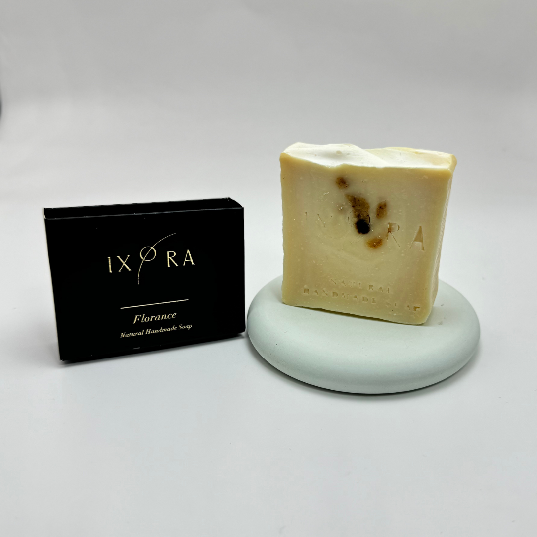 Natural Handmade Florance Amber Soap by IXORA: Luxurious Soap with Moisturizing and Revitalizing Properties for Soft, Glowing Skin IXORA