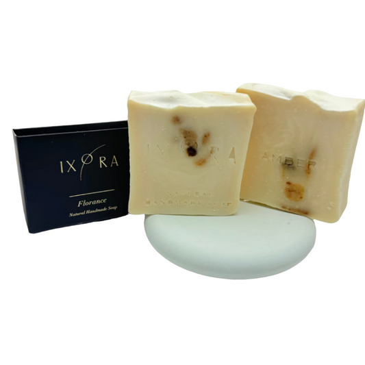 Natural Handmade Florance Amber Soap by IXORA: Luxurious Soap with Moisturizing and Revitalizing Properties for Soft, Glowing Skin IXORA