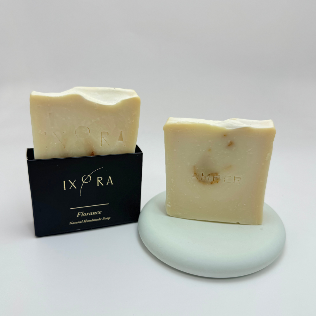 Natural Handmade Florance Amber Soap by IXORA: Luxurious Soap with Moisturizing and Revitalizing Properties for Soft, Glowing Skin IXORA