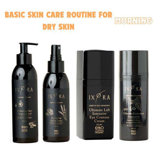 Basic Skincare Routine for Dry Skin (Morning) Ixora Organic Beauty