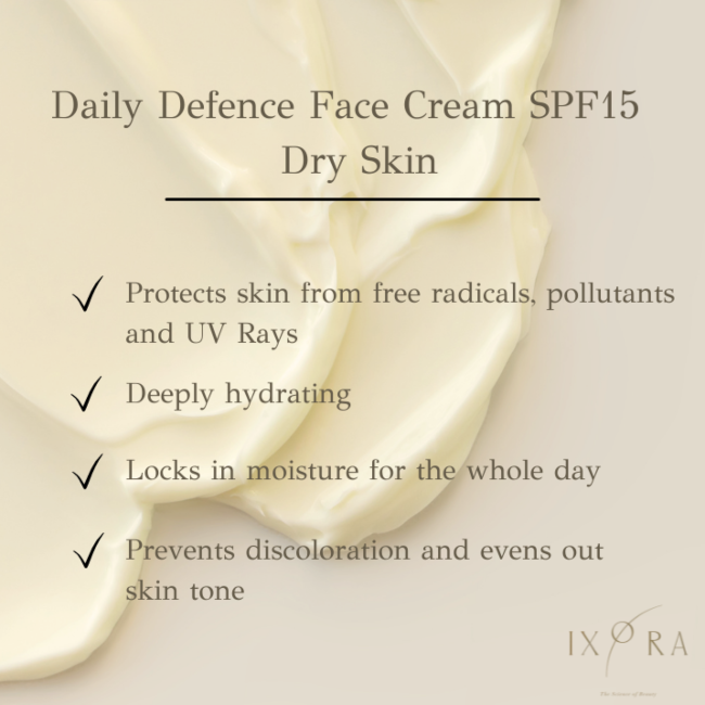 Daily Defense Face Cream SPF 15 For Dry Skin - IXORA Ixora Organic Beauty