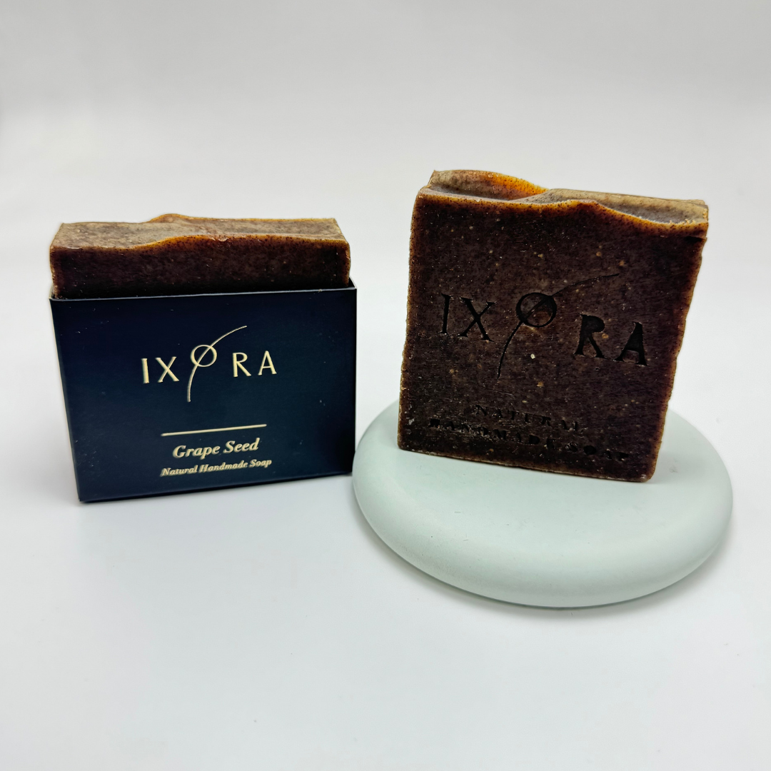 Natural Handmade Grape Seed Soap by IXORA: Rejuvenating Soap with Antioxidant and Moisturizing Properties for Youthful, Radiant Skin IXORA