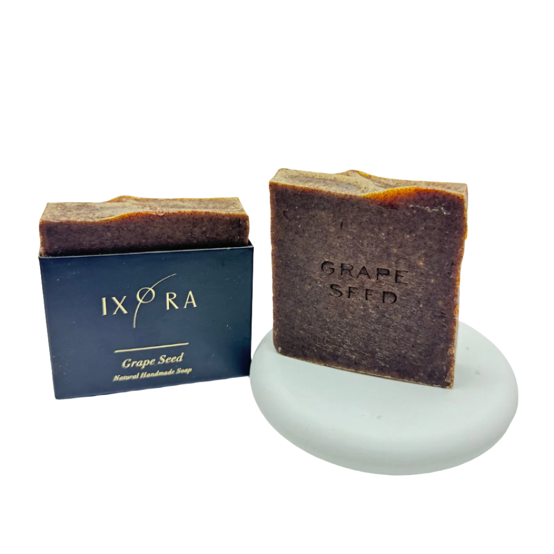 Natural Handmade Grape Seed Soap by IXORA: Rejuvenating Soap with Antioxidant and Moisturizing Properties for Youthful, Radiant Skin IXORA