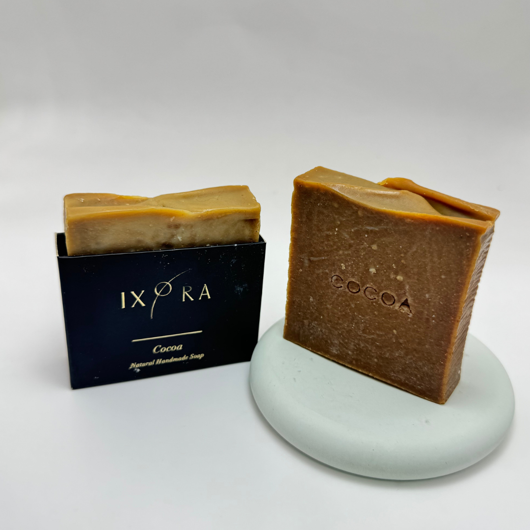 Natural Handmade Cocoa Soap by IXORA: Indulgent Soap with Moisturizing and Anti-Aging Properties for Soft, Youthful Skin IXORA