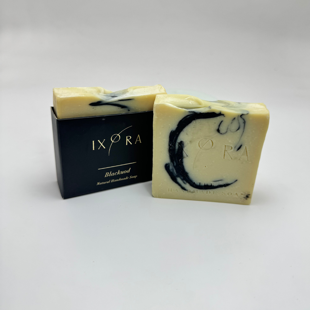 Natural Handmade Blackuod Soap by IXORA: Deep Cleansing Soap with Antioxidant and Detoxifying Properties for Clear, Refreshed Skin IXORA