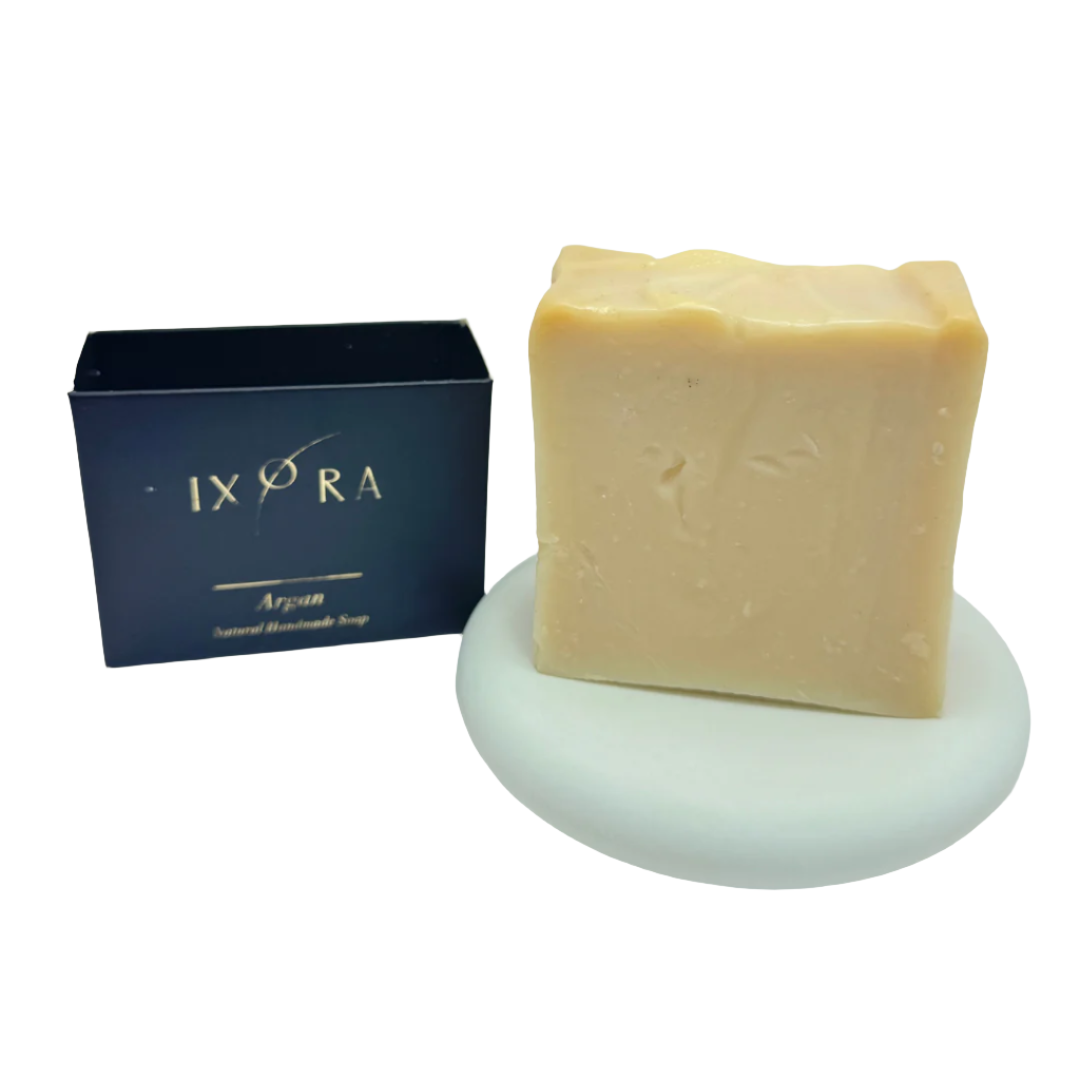 Natural Handmade Argan Soap by IXORA: Nourishing Soap with Moisturizing and Anti-Aging Properties for Soft, Youthful Skin IXORA