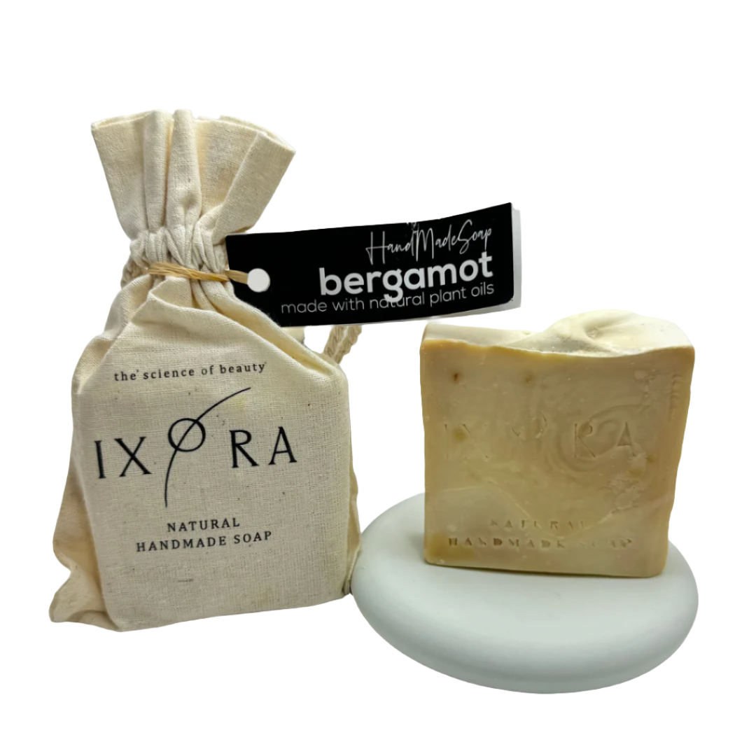 Natural Handmade Bergamot Soap by IXORA: Refreshing Soap with Antiseptic and Calming Properties for Smooth, Radiant Skin IXORA