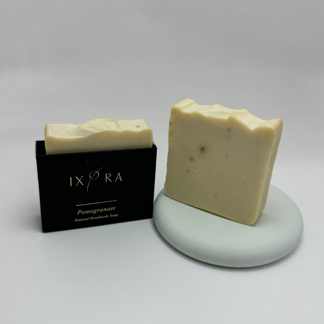 Natural Handmade Pomegranate Soap by IXORA: Rejuvenating Soap with Antioxidant and Anti-Aging Properties for Youthful, Glowing Skin IXORA