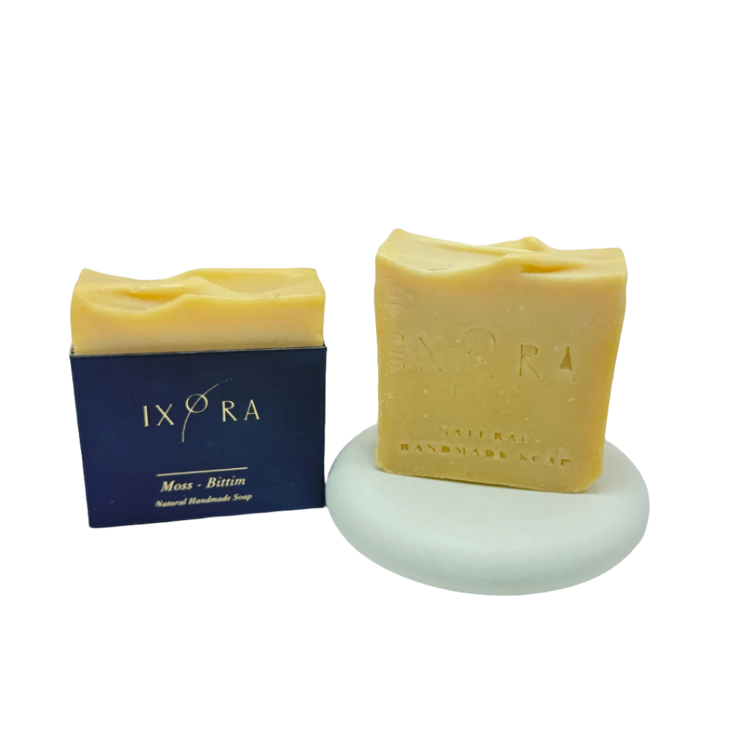 Natural Handmade Moss Bittim Soap by IXORA: Rejuvenating Soap with Antibacterial and Nourishing Properties for Clear, Healthy Skin IXORA