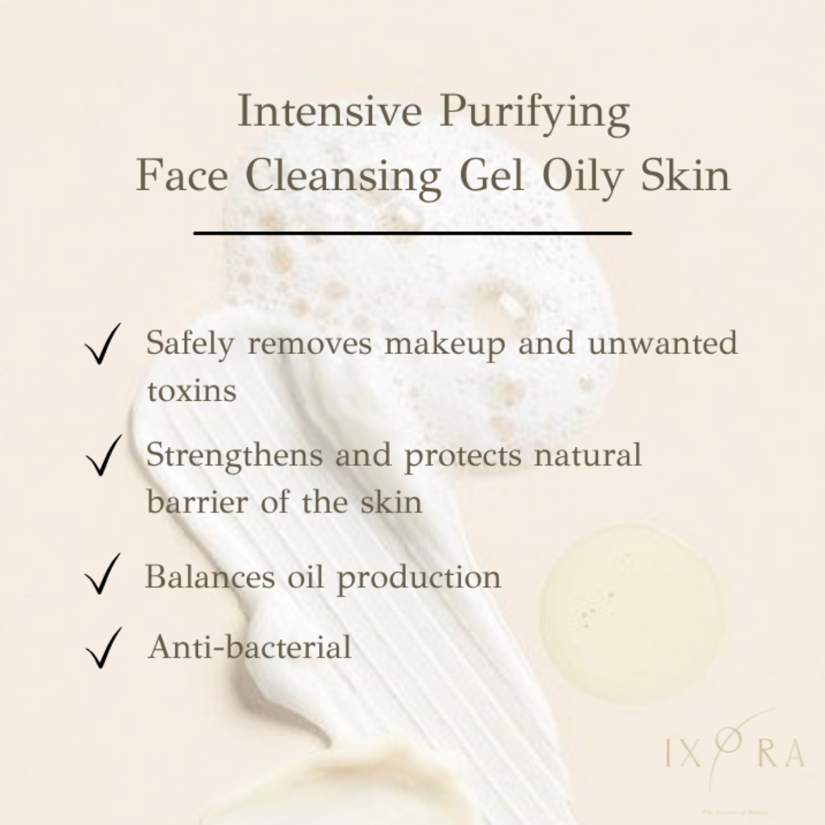 Intensive Purifying Face Cleansing Gel Cleanser for Oily Skin Ixora Organic Beauty