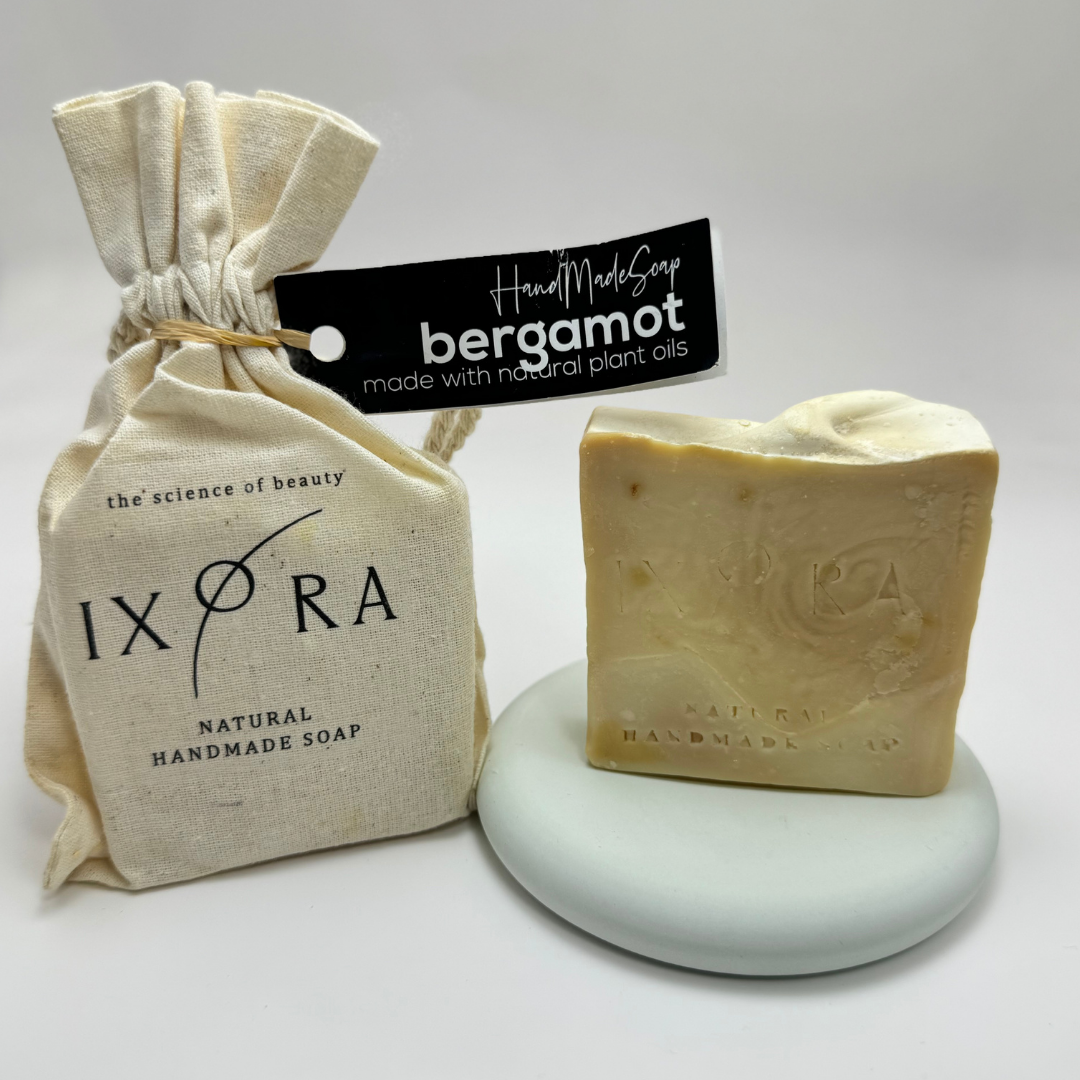 Natural Handmade Bergamot Soap by IXORA: Refreshing Soap with Antiseptic and Calming Properties for Smooth, Radiant Skin IXORA