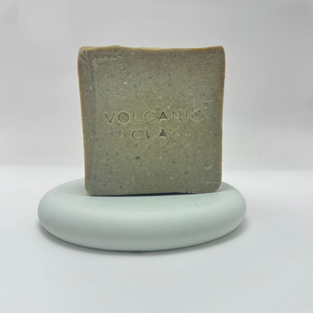 Natural Handmade Volcanic Clay Soap by IXORA: Purifying Soap with Detoxifying and Exfoliating Properties for Deep Cleansing and Smooth Skin IXORA