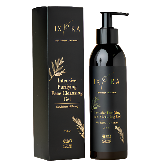 Intensive Purifying Face Cleansing Gel Cleanser for Oily Skin by Ixora: Deep Cleansing Gel with Tea Tree and Eucalyptus Essential Oils for Clear, Balanced Skin Ixora Organic Beauty