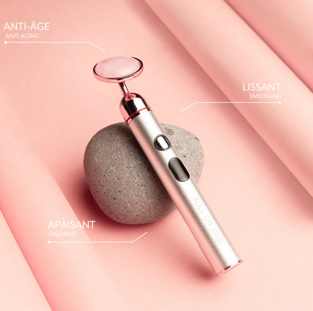 Deluxe Eye Vibrating Roller (PINK QUARTZ) Ixora Organic Beauty 